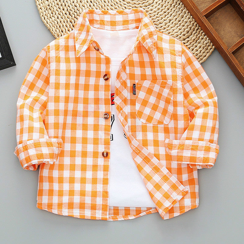 Jungen kariertes Langarmhemdjacke für den Frühling