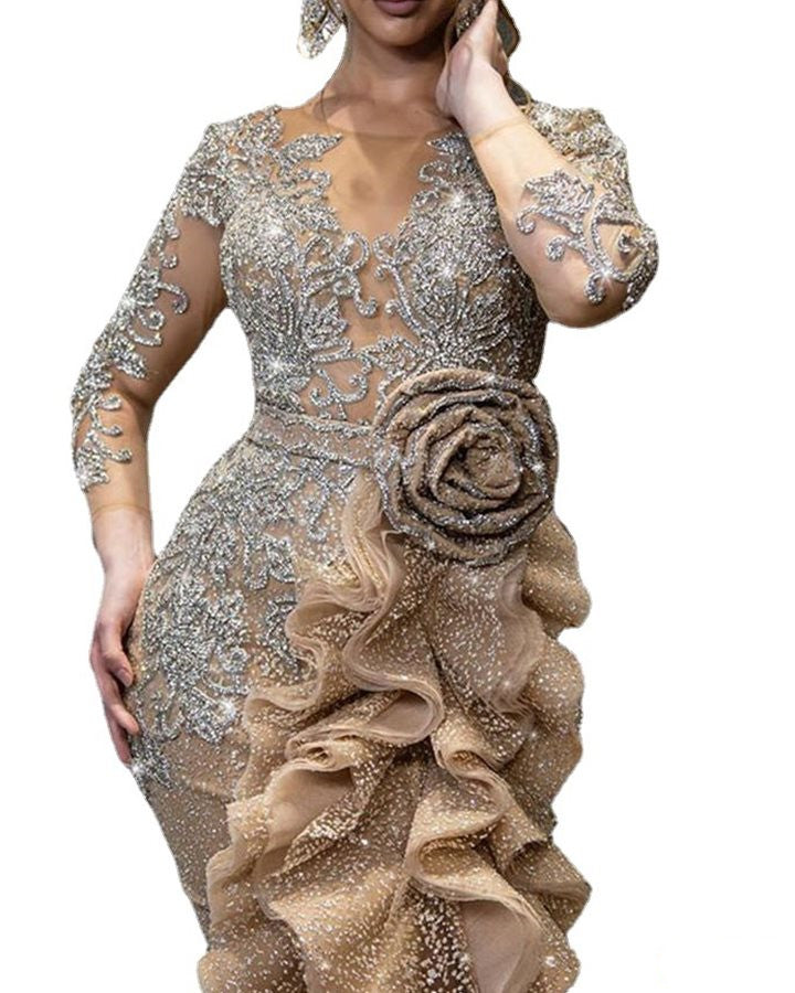 Neues Verführerisches Partykleid mit Goldglitzer für Damen