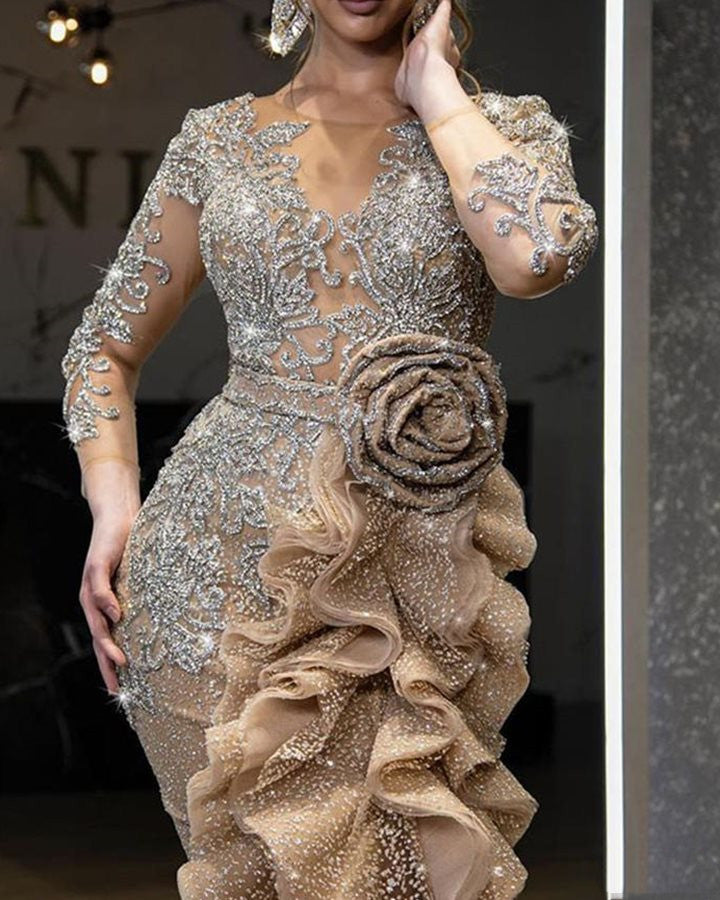Neues Verführerisches Partykleid mit Goldglitzer für Damen
