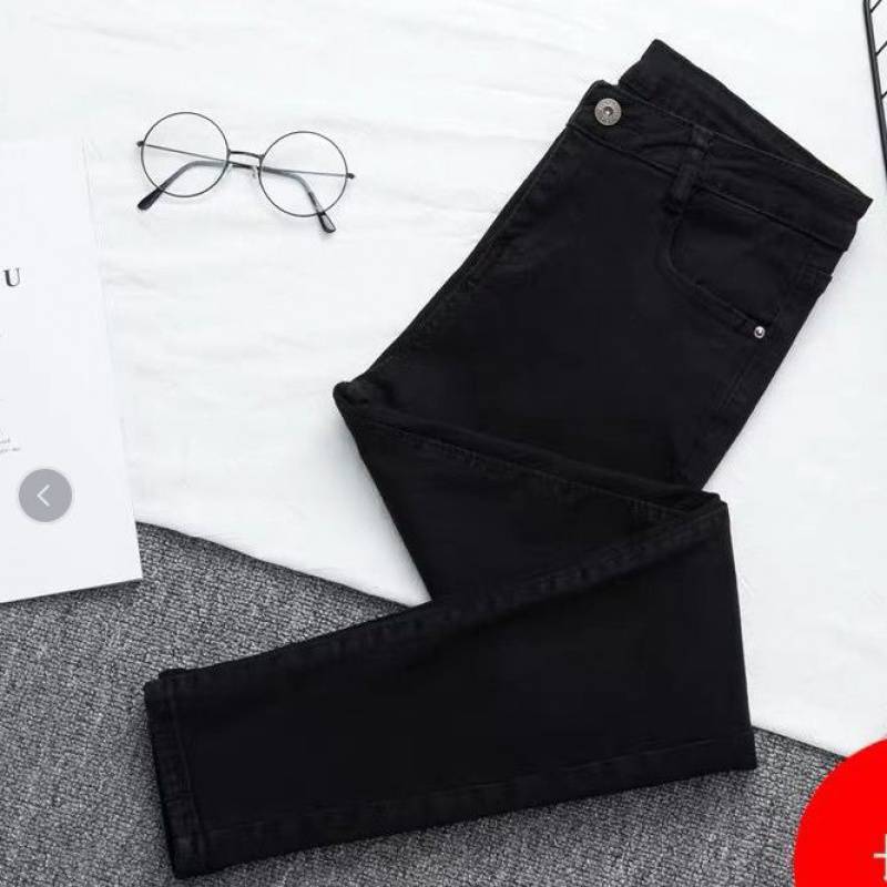 Stretch-Denim-Hose mit hoher Taille und großer Größe