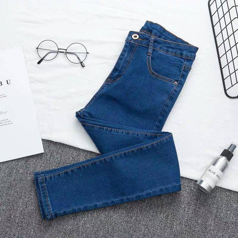 Stretch-Denim-Hose mit hoher Taille und großer Größe