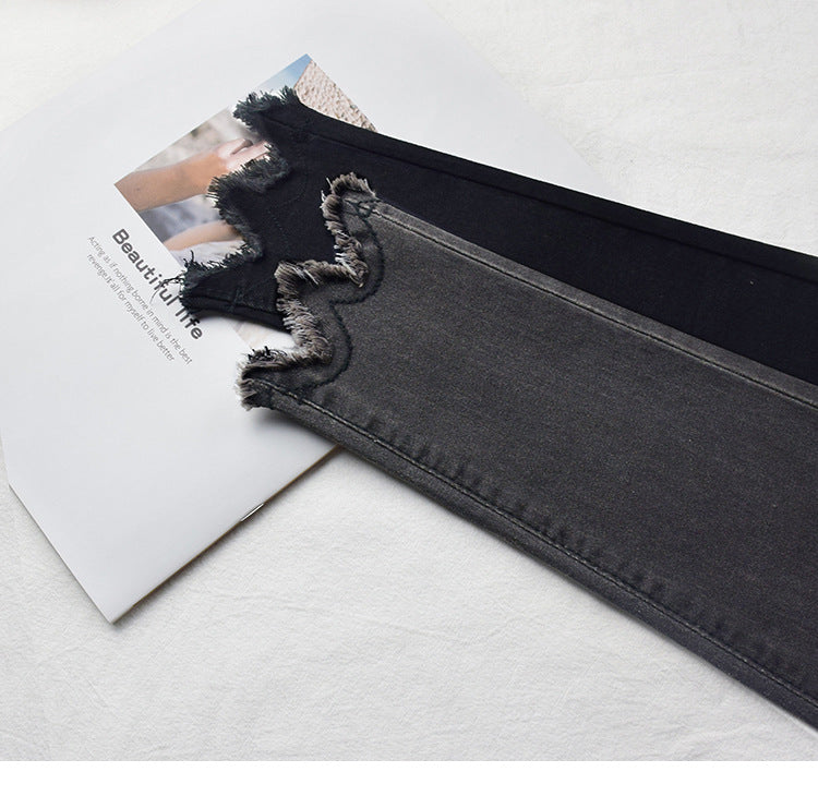 Damen High-Rise Jeans mit neun-Punkte-Länge