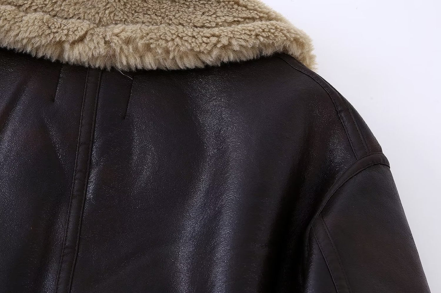 Brauner Damen Casual Pelz Doppelseitiger Kurzmantel