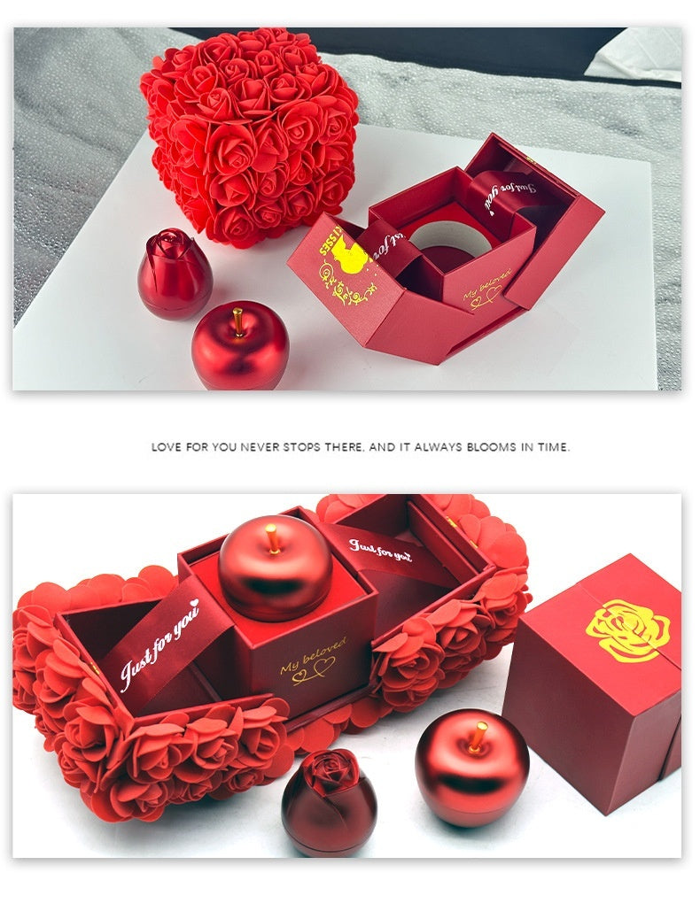 Valentinstagsgeschenk – Seifenrosen-Box mit Kristallanhänger und Ewiger-Blumen-Schmuckbox - FashionGlam