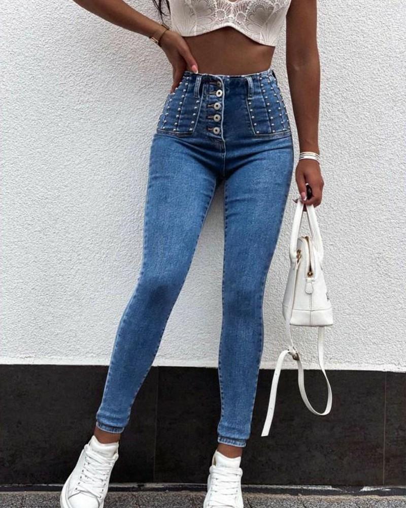 Hoch taillierte Skinny-Jeans
