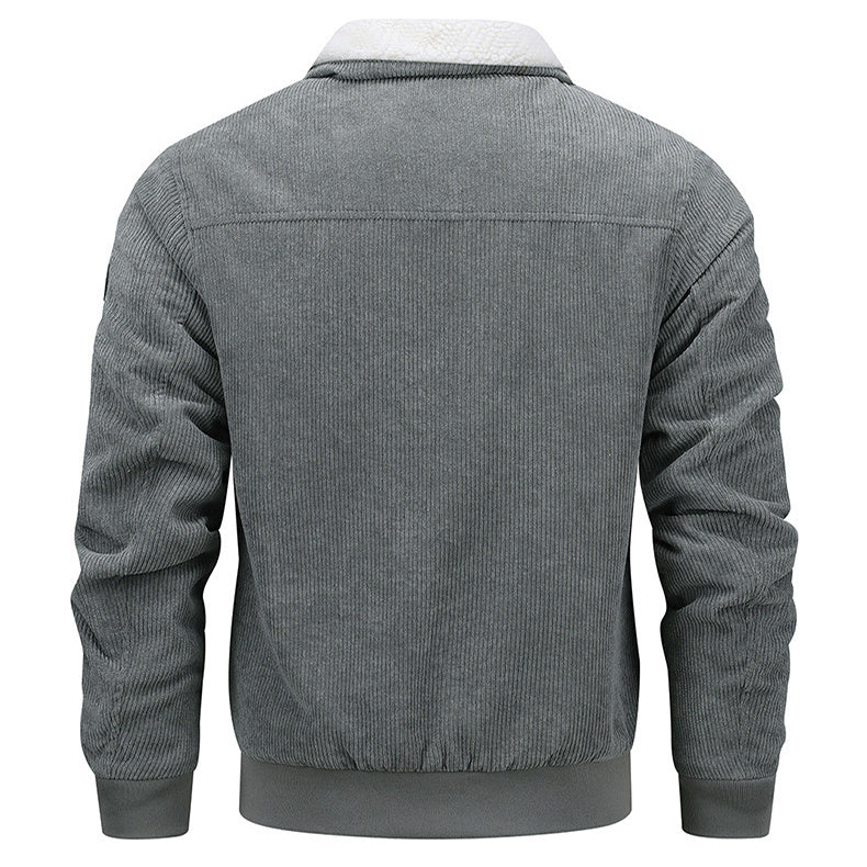 Warme Winter-Fleece-Jacke mit Revers und Taschen für Herren