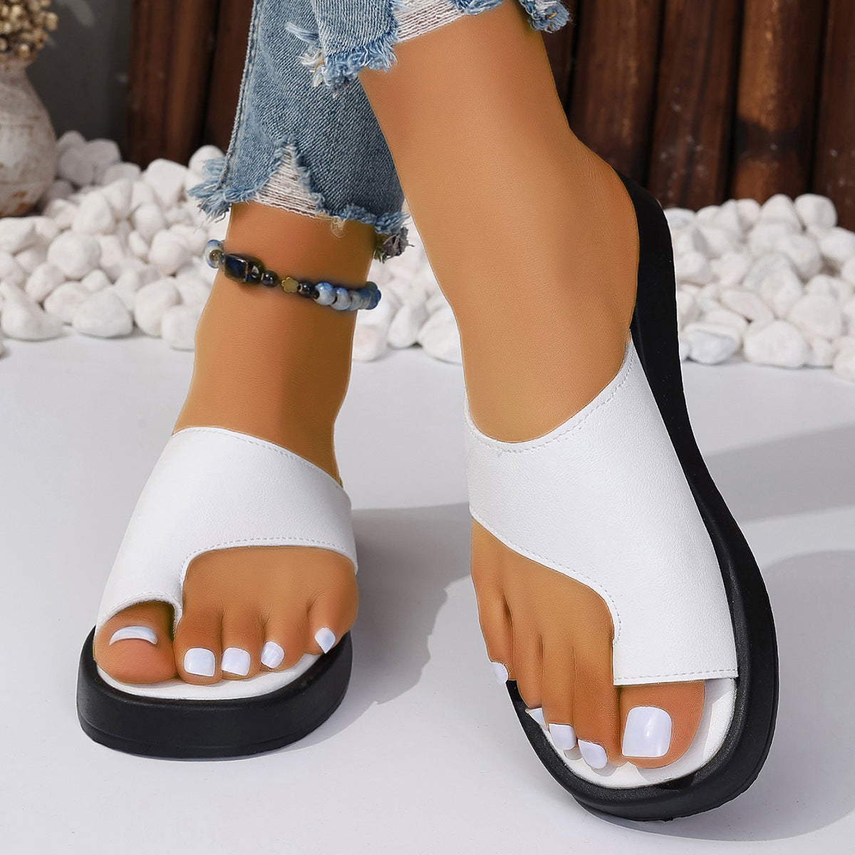 Damen Sommer-Clip-Sandalen mit dicker Sohle