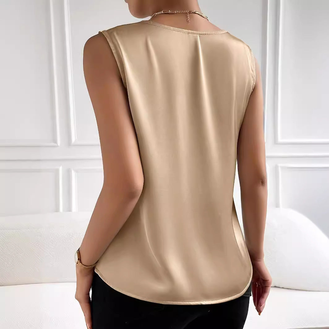 Damen Satin Temperament Pendler Weste Unterteilungsoberteil