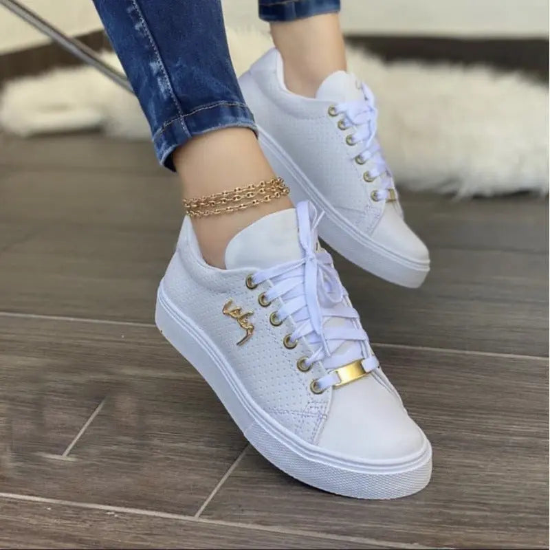 Luftige Damen-Sneaker: Flache, atmungsaktive Schnürschuhe für Mädchen"