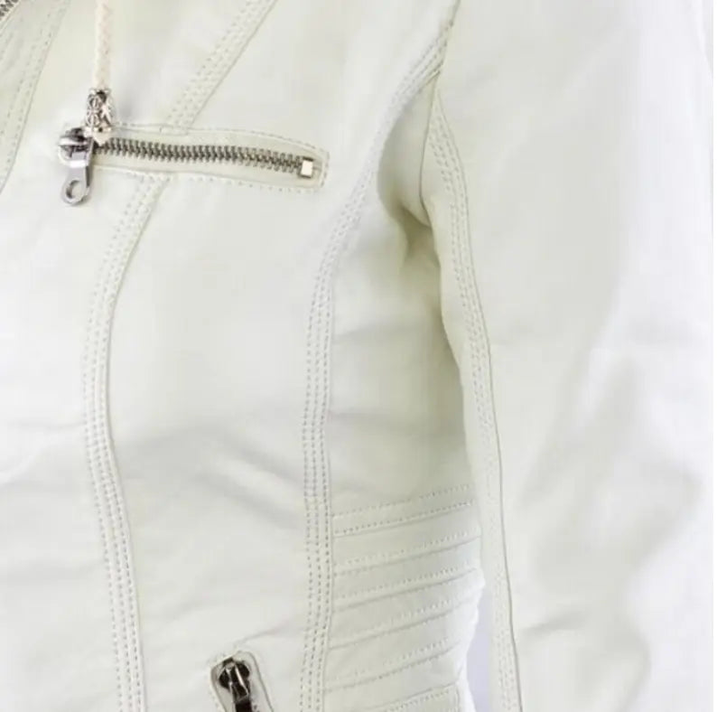Abnehmbare Solide Lederjacke mit Revers