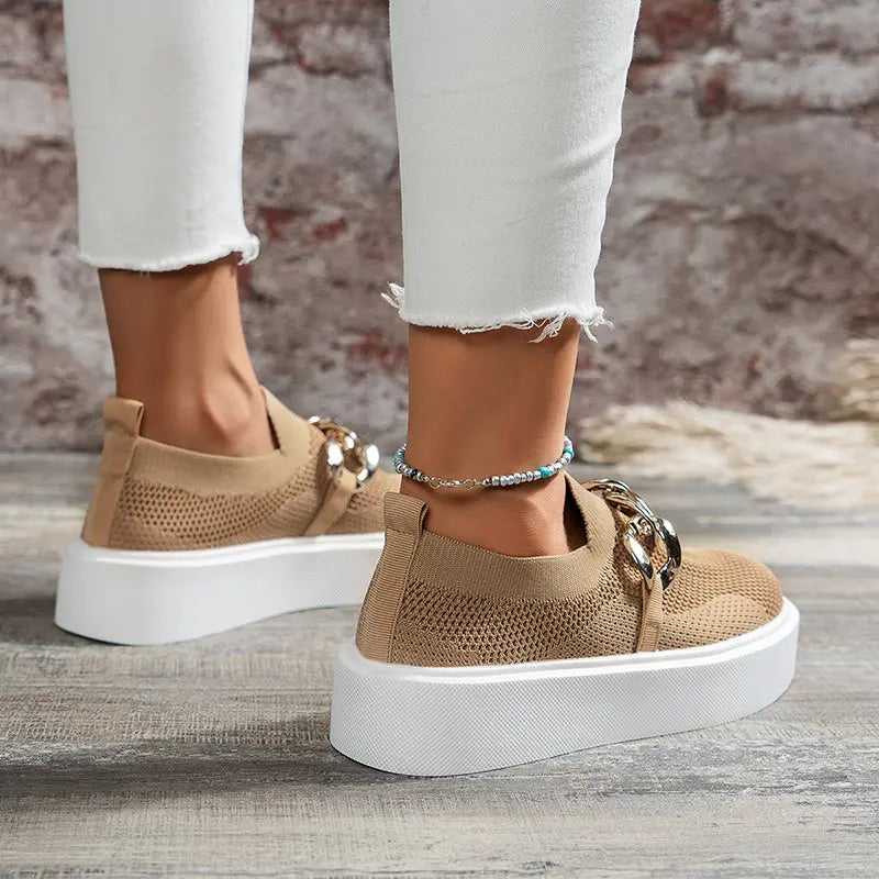 Ketten-Flachschuhe für Damen - Atmungsaktive Mesh-Schuhe