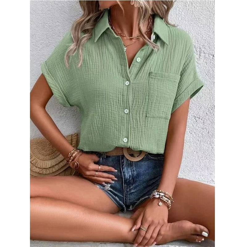 Einreihiges Hemd mit Revers tasche Raglan-Ärmel