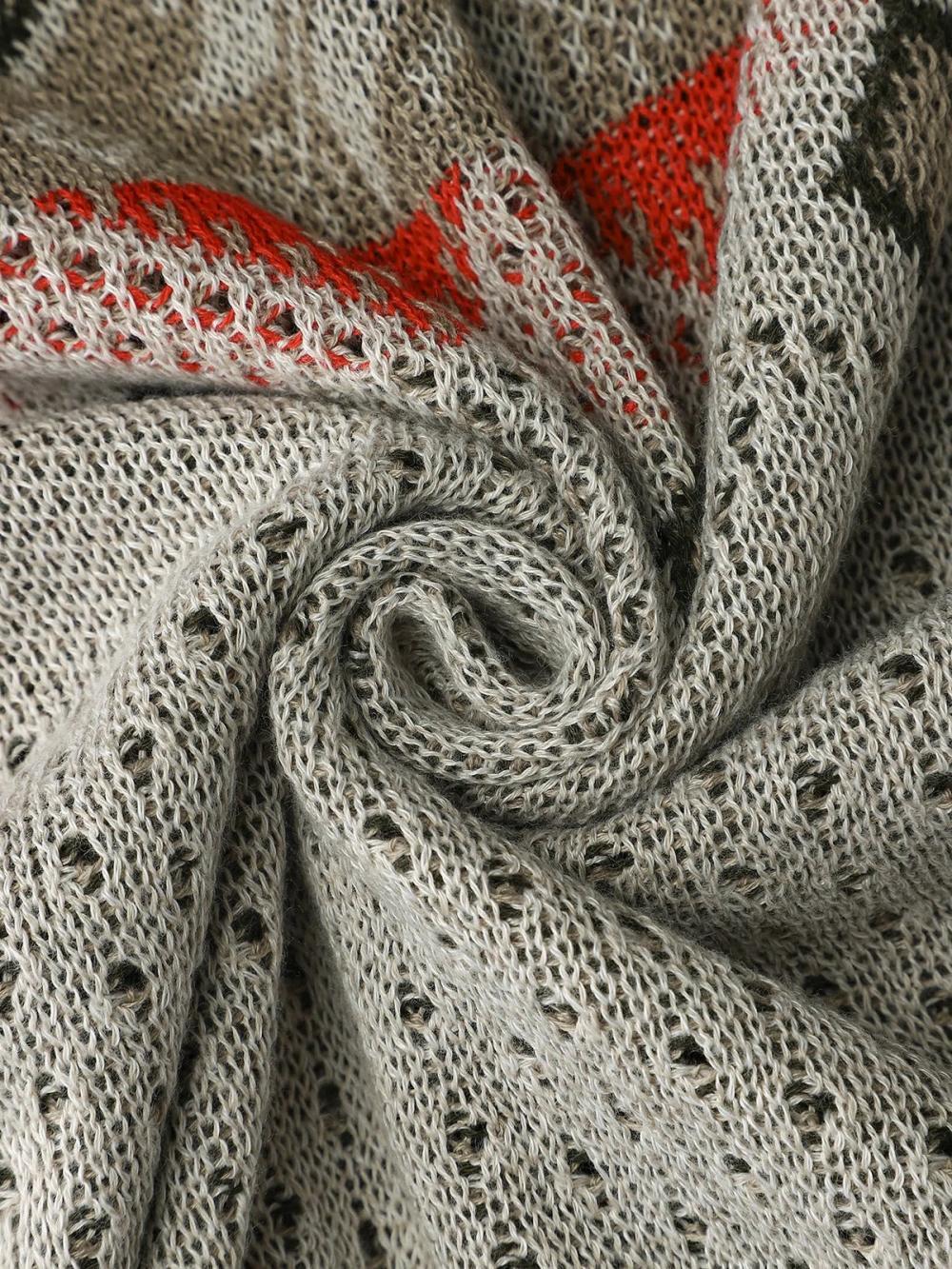 Damen Pullover mit geometrischem Rautenmuster und kontrastierenden Farben, warm