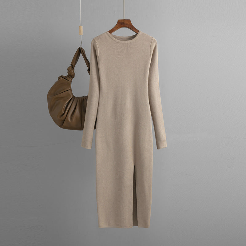 Langärmliges Slim-Fit-Strickkleid für drunter