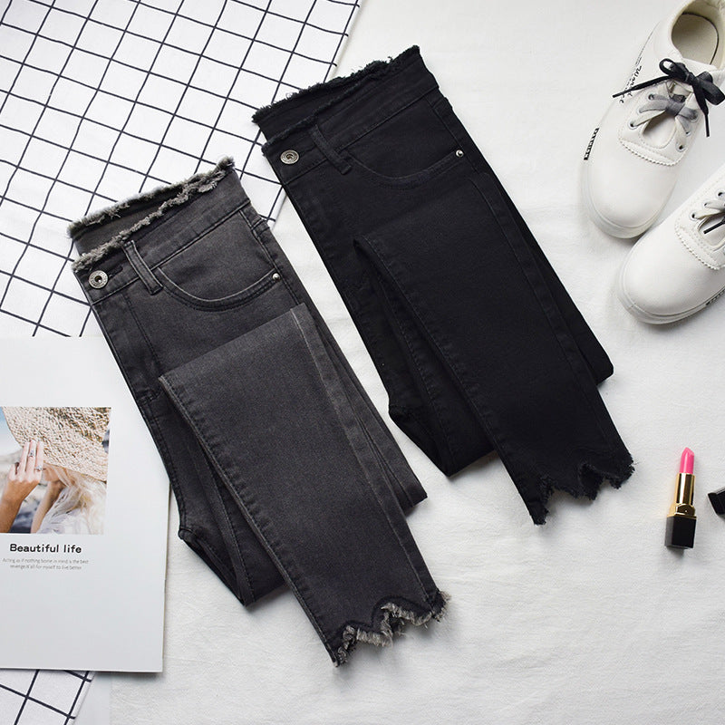 Damen High-Rise Jeans mit neun-Punkte-Länge