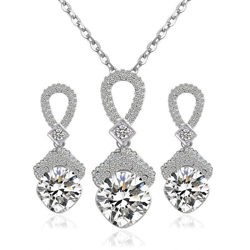 2 Sets Zirkon-Halskette & Ohrringe