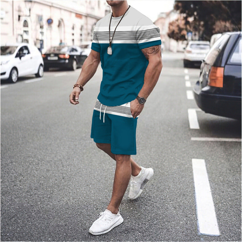 Herren Gestreiftes Kurzarmshirt für Sommer Sport und Freizeit