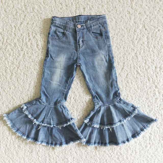 Doppelrüschen Leopard Kinder Denim Kleidung