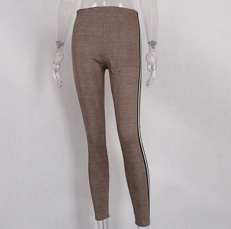 Hahnentritt Stretchhose mit hoher Taille