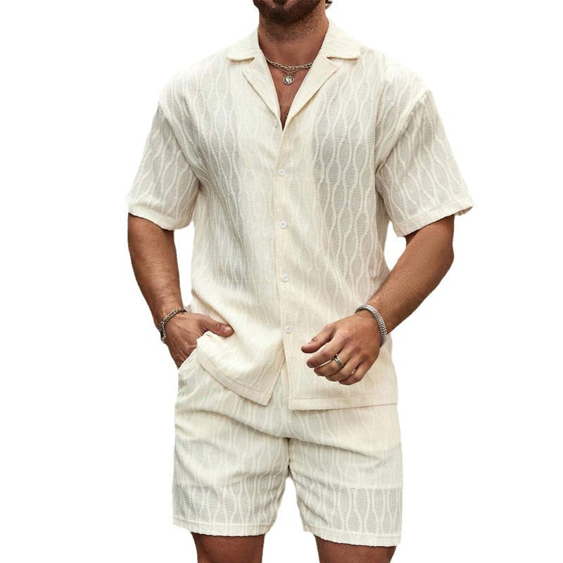 Milchweißes Set aus Baumwollmischung – Kurzarm Oberteil & Shorts