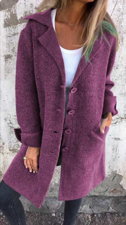 Einreihige Strickjacke im mittellangen Mantelstil