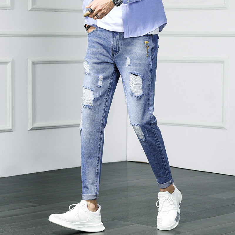 Zerrissene Cropped-Jeans-Bettlerhosen
