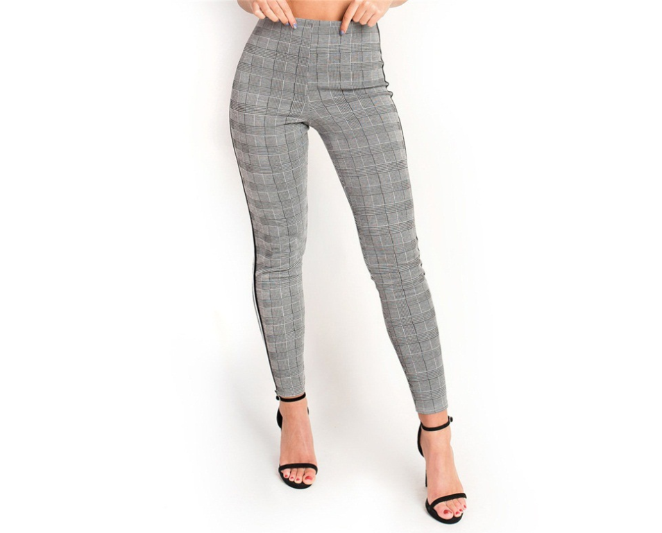 Hahnentritt Stretchhose mit hoher Taille
