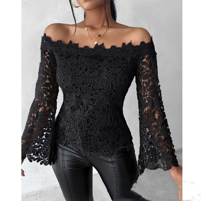 Damen Minimalistisches Schwarzes Spitzenoberteil