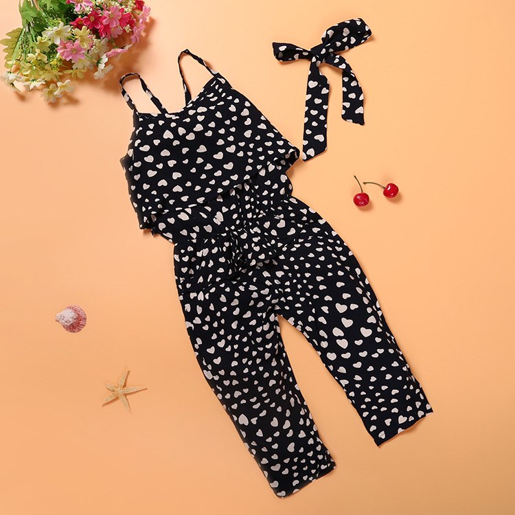Sommerliches Polka-Dot Mädchen-Kleidungsset mit Trägern