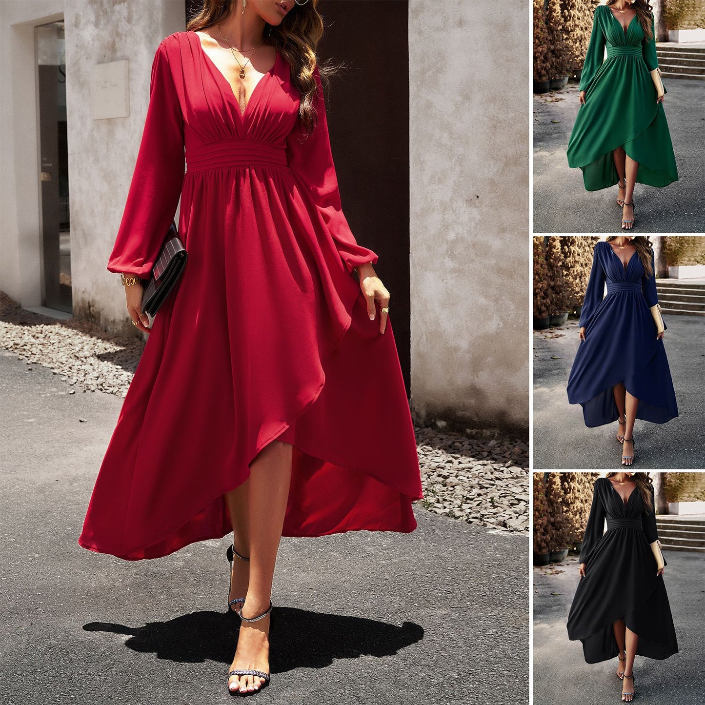 Elegantes Taillenenges Kleid mit Ausgestelltem Saum