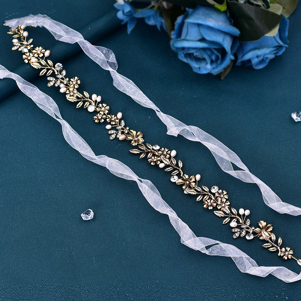 Haarband mit Blatt-Design und Süßwasserperlen