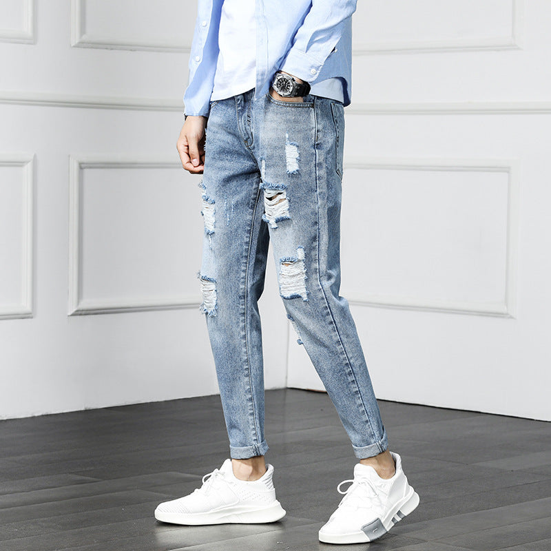 Zerrissene Cropped-Jeans-Bettlerhosen