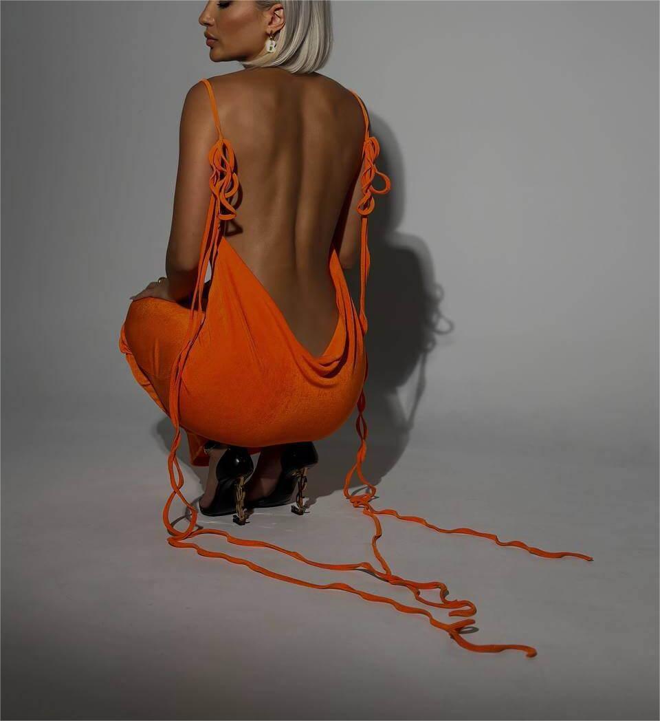 Rückenfreies Ärmelloses Maxikleid