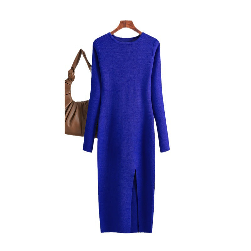 Langärmliges Slim-Fit-Strickkleid für drunter