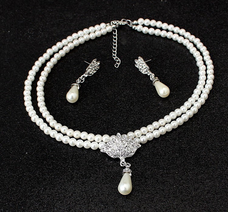 Hochzeits-Schmuckset Perlen-Kristall-Diamant