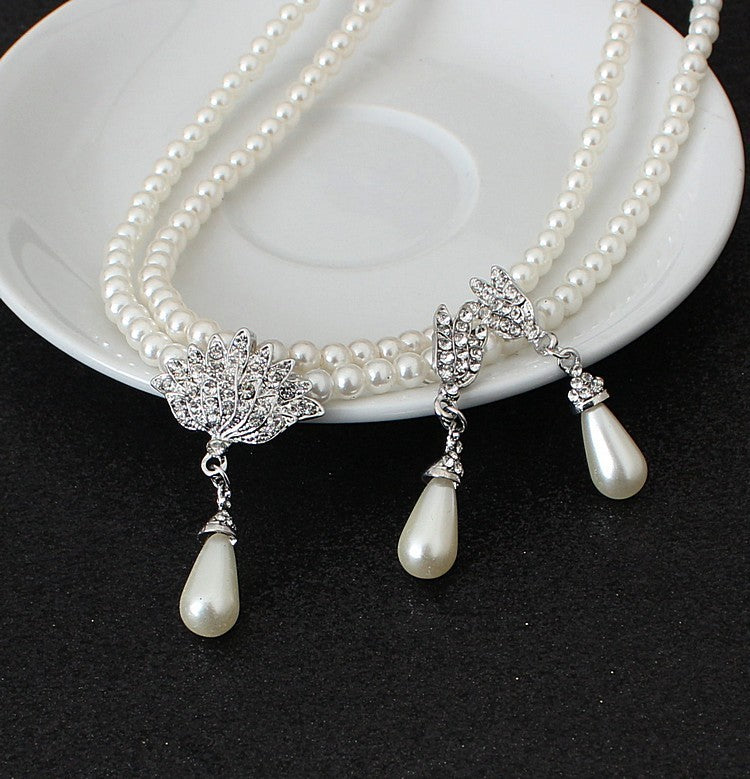 Hochzeits-Schmuckset Perlen-Kristall-Diamant