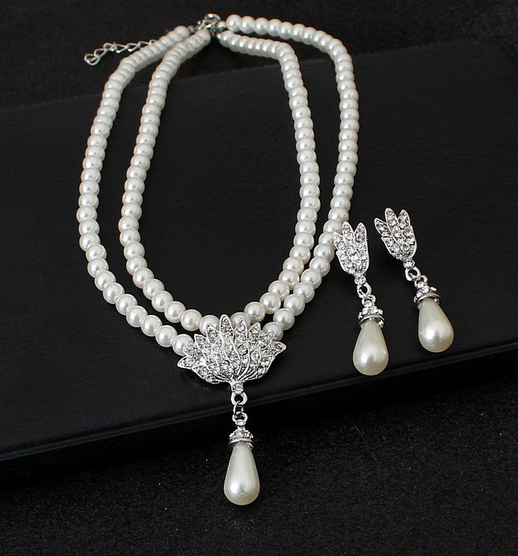 Hochzeits-Schmuckset Perlen-Kristall-Diamant