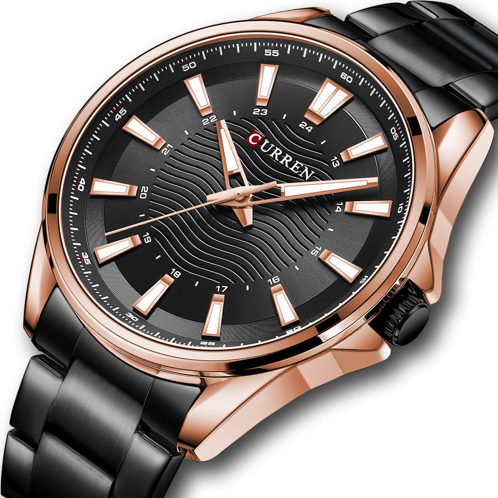 Herren Mode Business Stahlarmband Quarzuhr