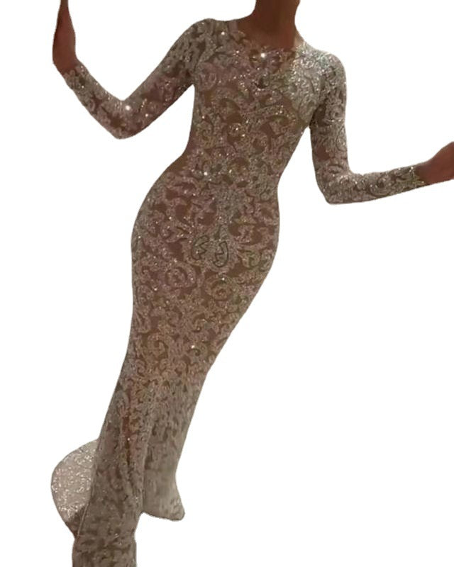 Bronzing-Langarmkleid für Damen