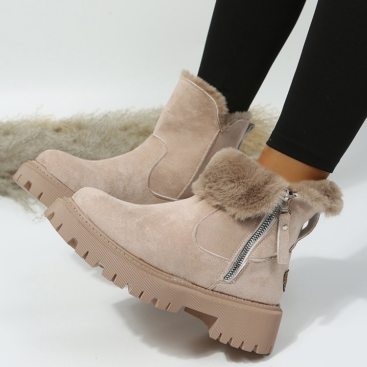 Damen Faltbare Schneestiefel mit Plüschfutter