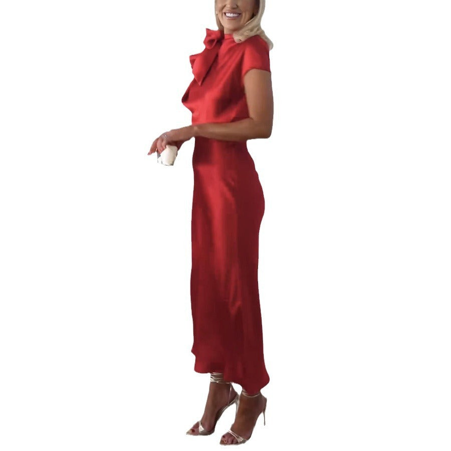 Damen Satin Kleid in Rot