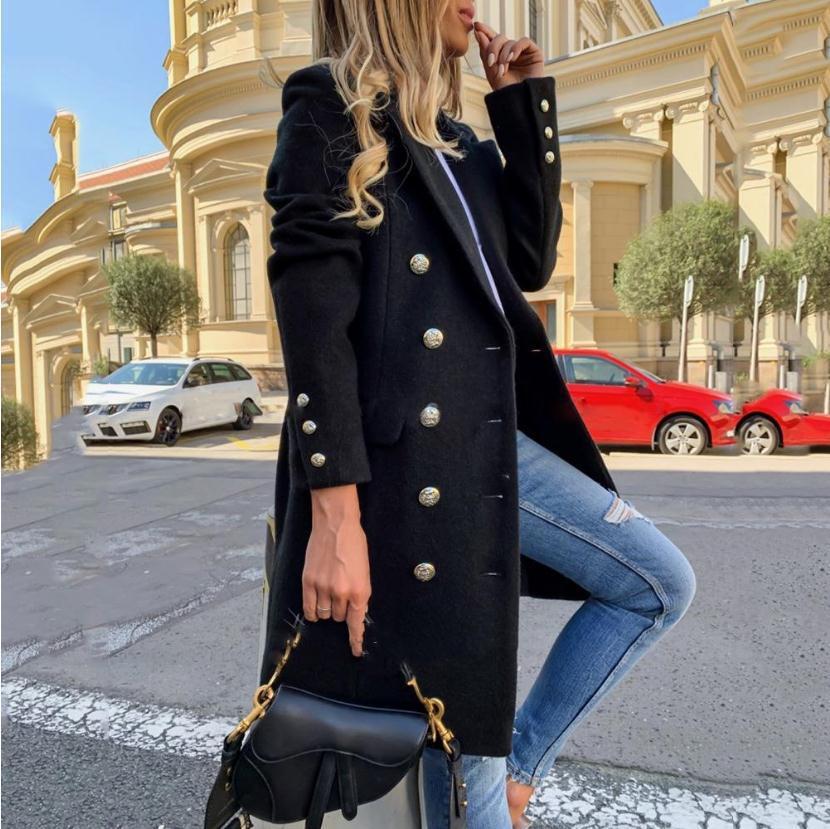 Damen Trenchcoat Zweireihig mit Notch-Kragen