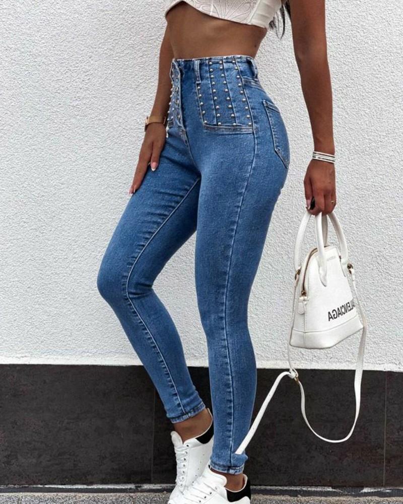 Hoch taillierte Skinny-Jeans