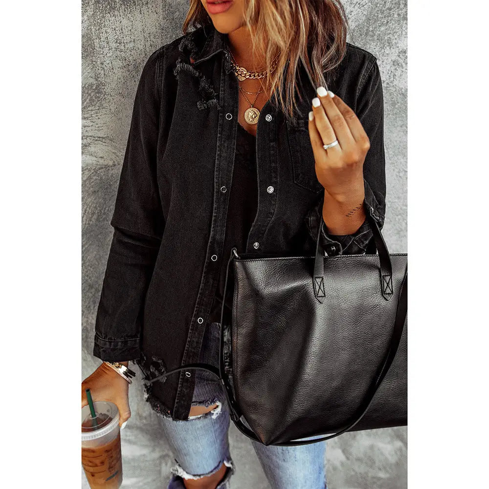Damenmantel im Denim-Hemd-Stil