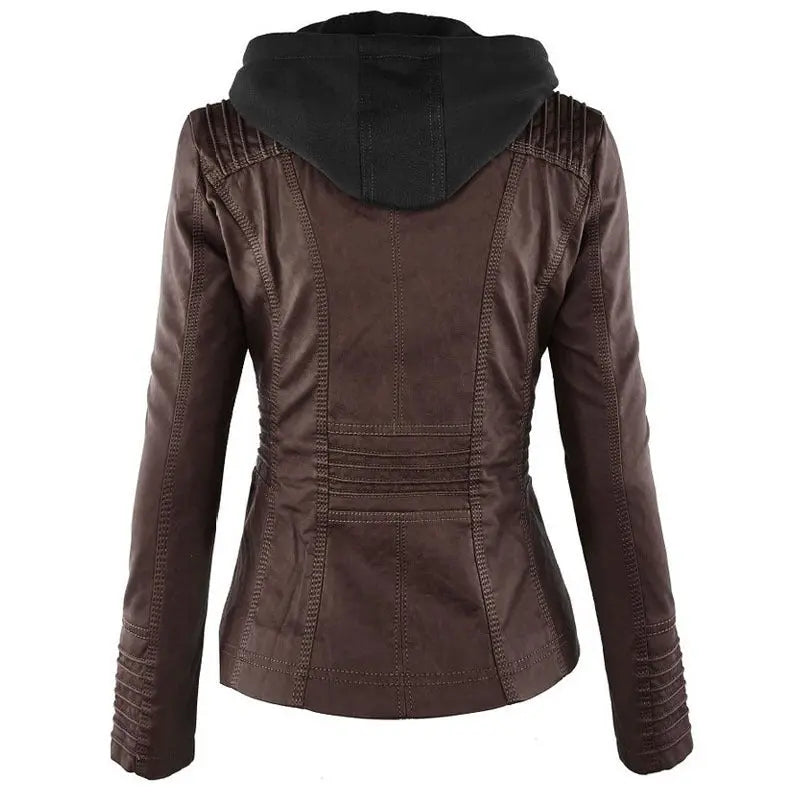 Abnehmbare Solide Lederjacke mit Revers