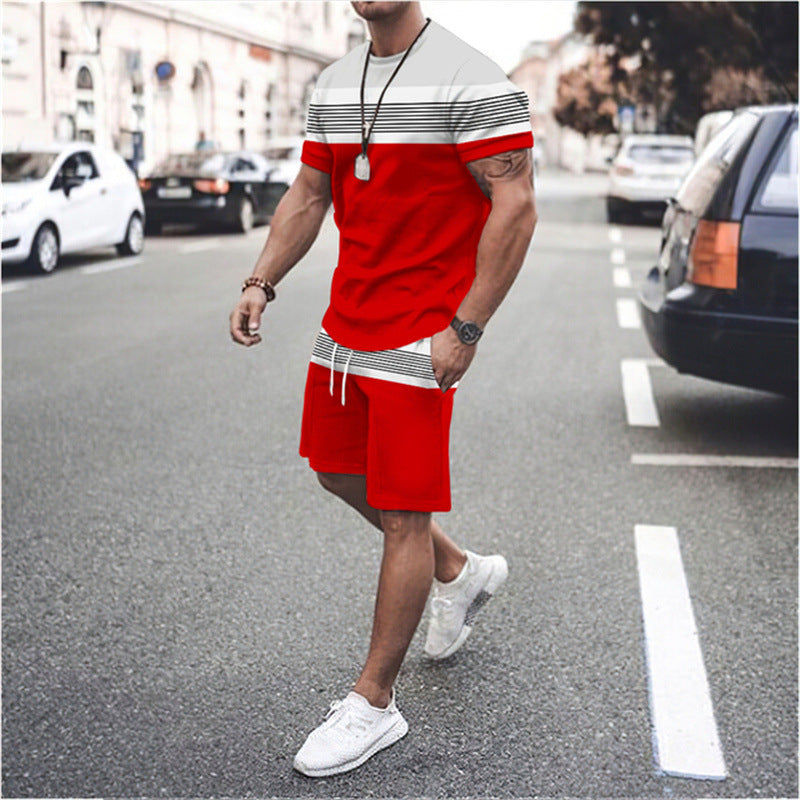 Herren Gestreiftes Kurzarmshirt für Sommer Sport und Freizeit