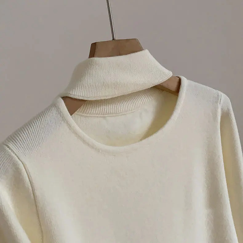 Damen Strickpullover mit dickem Design und Halterneck Langarm