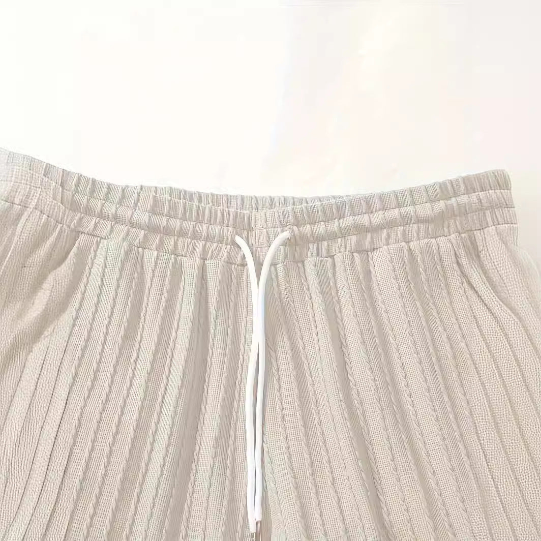 Herren einfarbiger Kurzarm-Shorts-Casual-Strickanzug