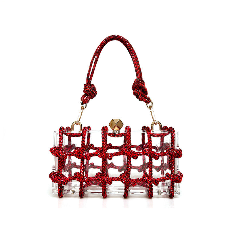 Süße Glänzende Strass Bankett Kleine Quadratische Tasche