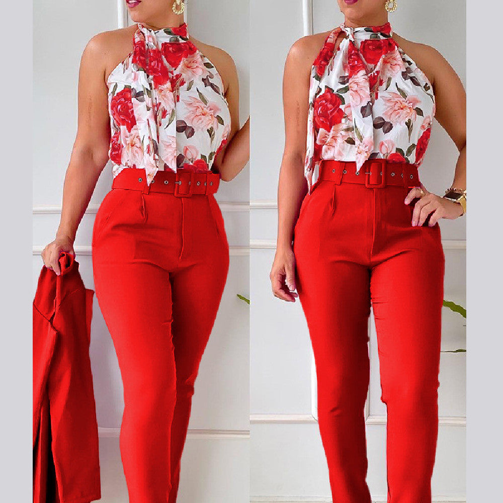 Damen-Anzug mit Blumen weste